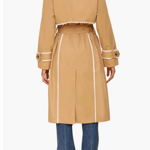 Anthropologie NWT Tan and White Trench Coat with Classic Notched Collar - Picture 8 of 8